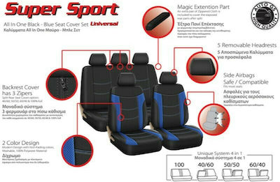 Auto Gs Polyester Covers Set 11pcs Super Sport All In One Black / Blue