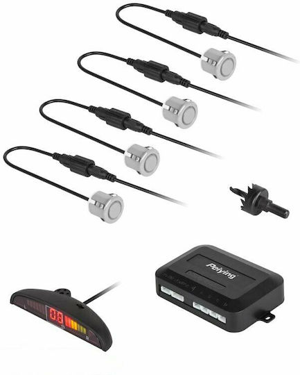 Tele Car Parking System with Screen and 4 Sensors in Silver Color