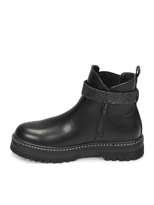 Ennis Leather Kids Boots with Zipper Black