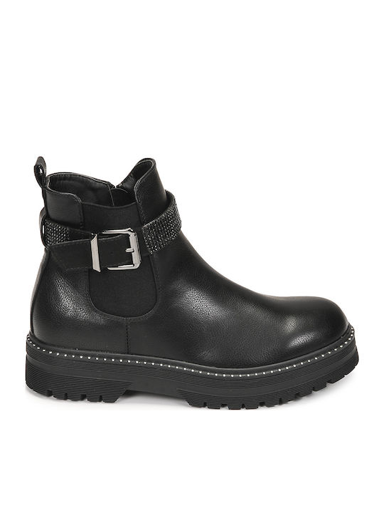 Ennis Leather Kids Boots with Zipper Black
