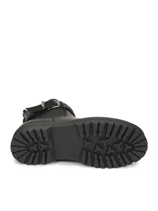 Ennis Leather Kids Boots with Zipper Black