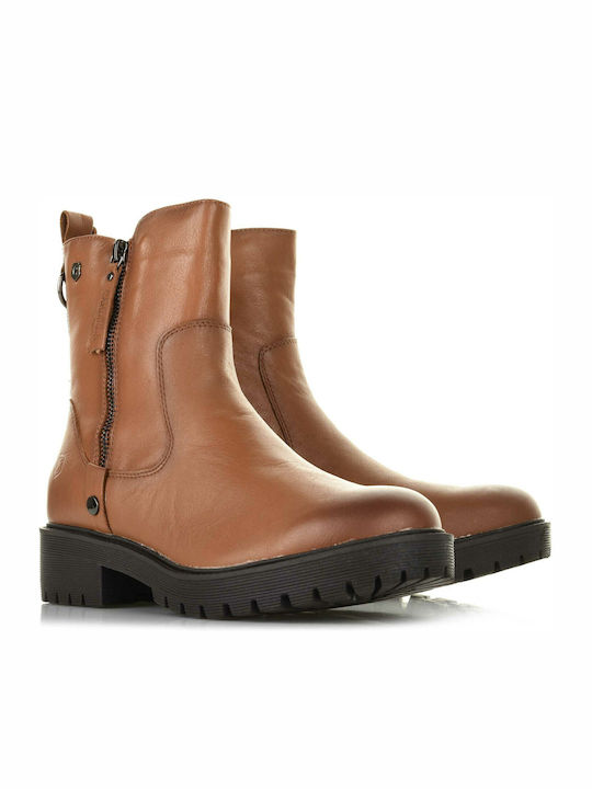 Leder Stiefeletten Damen Tabac Braun