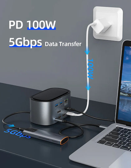 Cabletime CB11G Hard Drive Docking Station SATA M.2 (2280)" with Connection USB 3.0 / USB-C (CT-DOCK131-AG2)