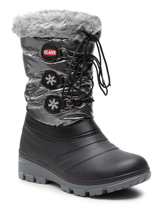 Synthetic Leather Snow Boots with Laces Patty Lux Black