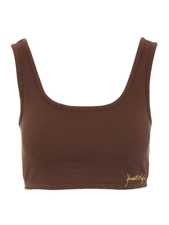 Women's Summer Crop Top Cotton Sleeveless Brown