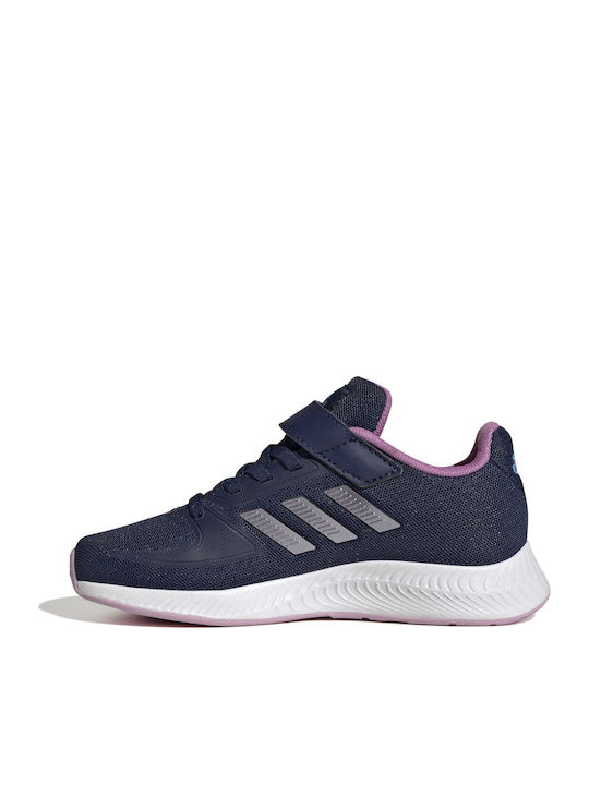 Runfalcon 2.0 K Kids Sports Shoes Running with Hoop & Loop Closure Dark Blue / Matt Purple Metallic / Pulse Lilac