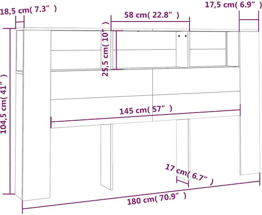 vidaXL Pernă Pentru Tăblie De Pat Din Lemn Alb 180x104.5cm