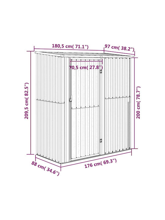 Metallic Garden Warehouse Galvanized Anthracite L1.805xW0.97xH2.095m