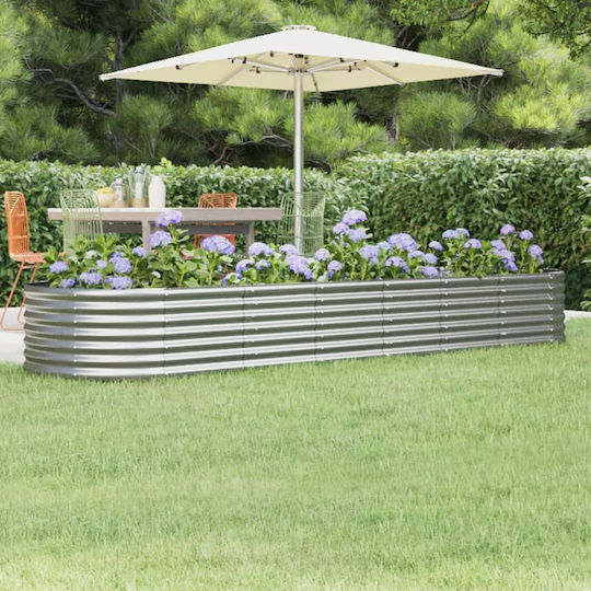 vidaXL Planter Box Metallic Silver 296x80x36cm.