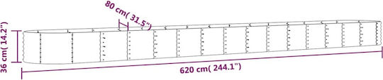 vidaXL Planter Box Metallic Gray 620x80x36cm.