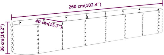 vidaXL Ζαρντινιέρα Μεταλλική Ανθρακί 260x40x36εκ.
