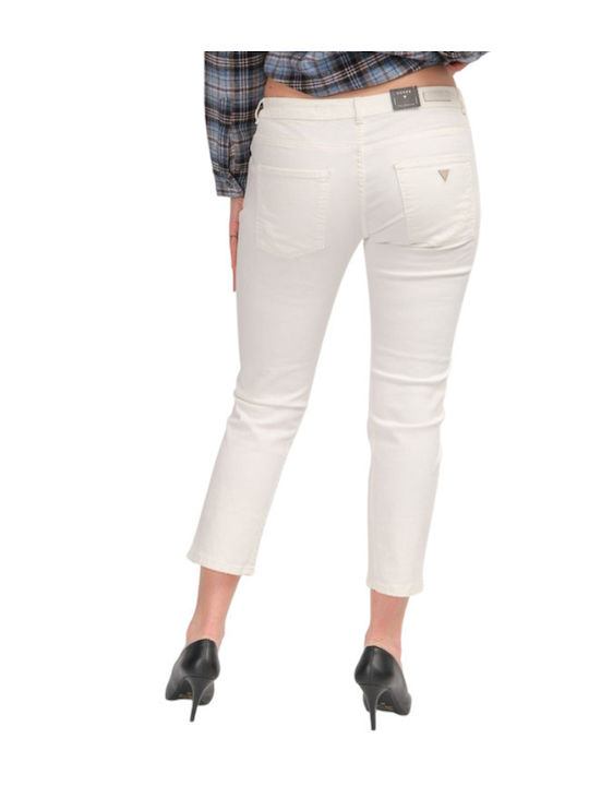 Guess Women's Jean Trousers with Rips in Straight Line White