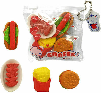 Justnote Eraser Set for Pencil and Pen Fast Food (Μiscellaneous Designs/Colors) 1pcs