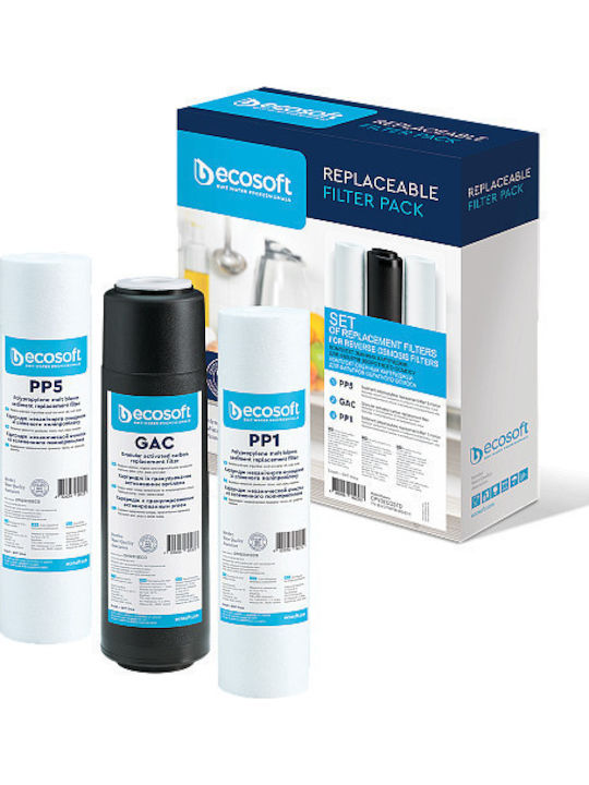 Ecosoft Water Filter Replacement Reverse Osmosis (RO) made of Activated Carbon 10" 3pcs