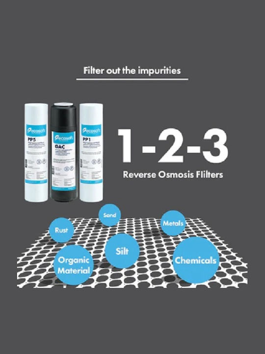 Ecosoft Water Filter Replacement Reverse Osmosis (RO) made of Activated Carbon 10" 3pcs