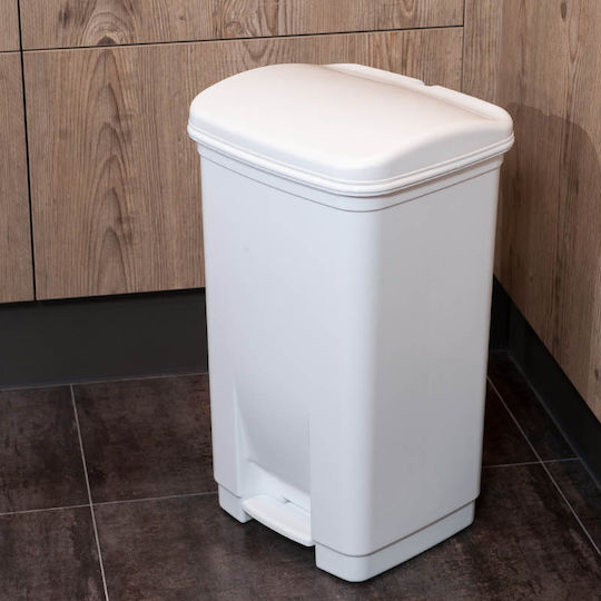 Viomes Plastic Waste Bin with Pedal White 28lt