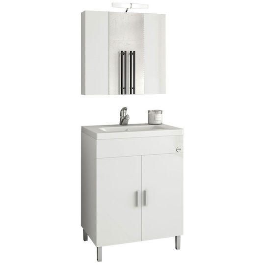 Drop Roma 60 Countertop with Sink & Mirror Glossy Lacquer L60xW39xH80cm White