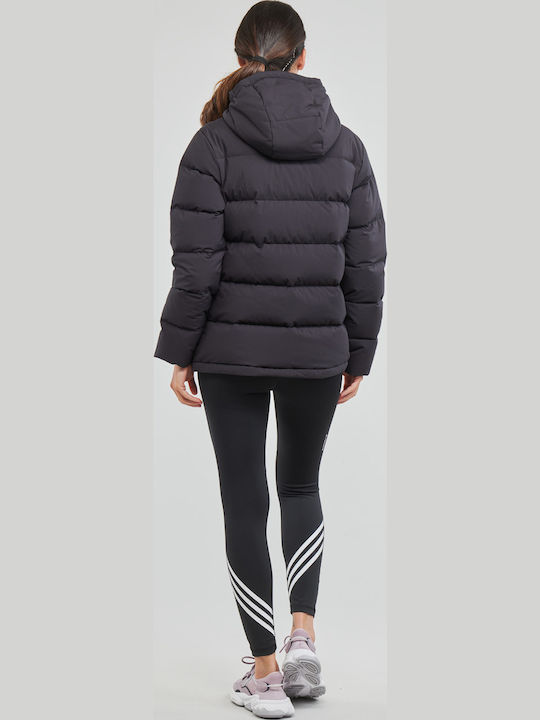 Helionic Women's for Hiking Short Puffer Jacket for Winter with Hood Black