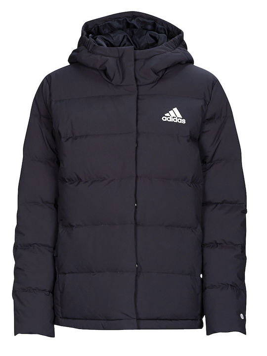 Helionic Women's for Hiking Short Puffer Jacket for Winter with Hood Black