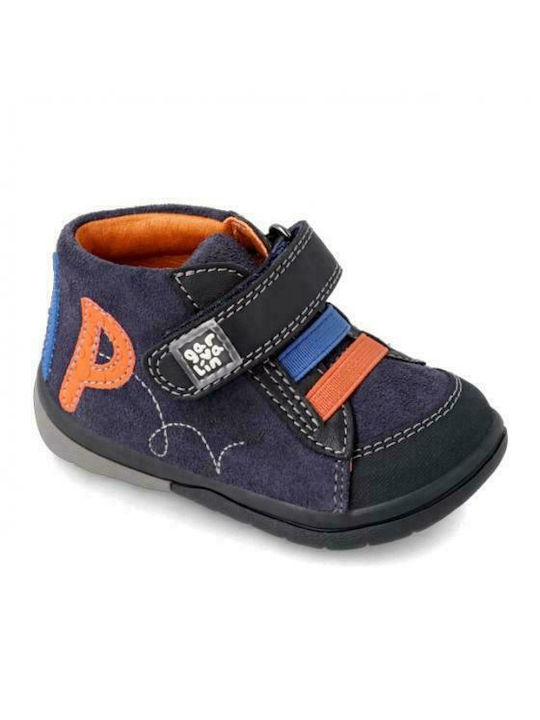 Garvalin Kids Leather Anatomic Boots with Hoop & Loop Closure Blue