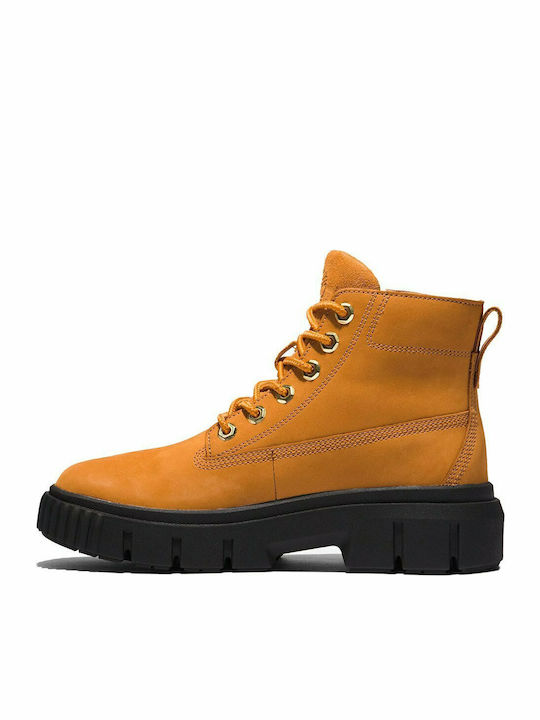Greyfield Leder Stiefeletten Damen Gelb