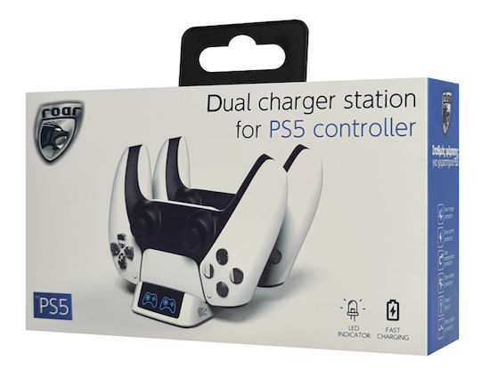 Roar Gamepad RR-0019 Charging Station for 2 controllers PS5 for 2x PS5 DualSense White