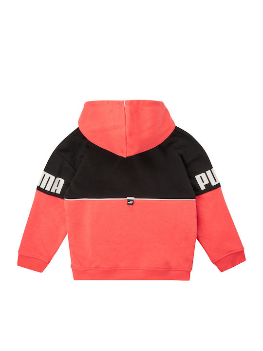 Kids Sweatshirt with Hood and Pockets Orange Power Colorblock