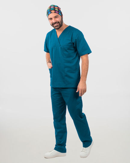 Ayo Newton Unisex Petrol Blue Medical Blouse Cotton and Polyester