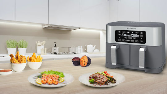 Rohnson Air Fryer with Double Detachable Bucket 8.5lt Gray R-2844