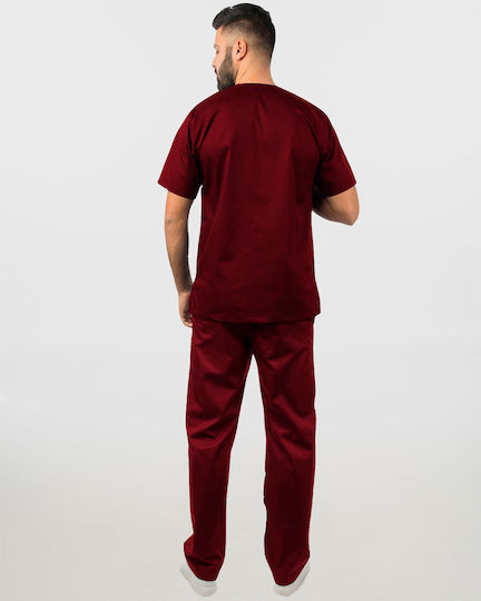 Ayo Kane Unisex Burgundy Pants & Blouse Set Cotton and Polyester