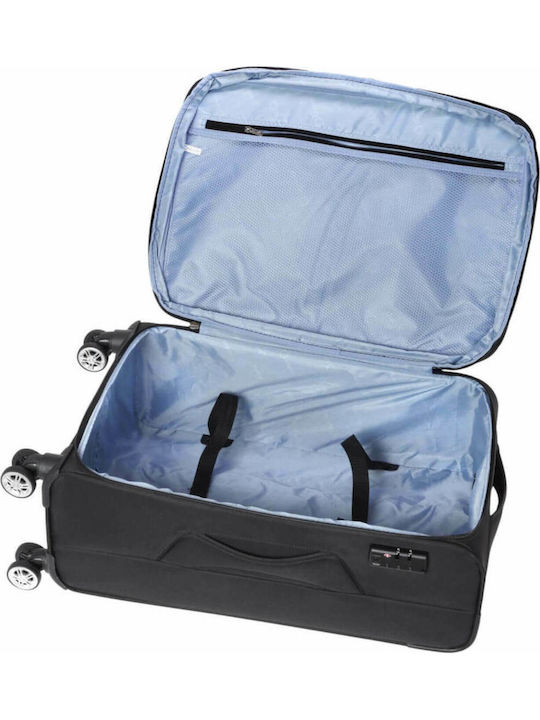 Diplomat Large The Atlanta Collection Fabric Black Suitcase Travel with 4 Wheels Height 78cm