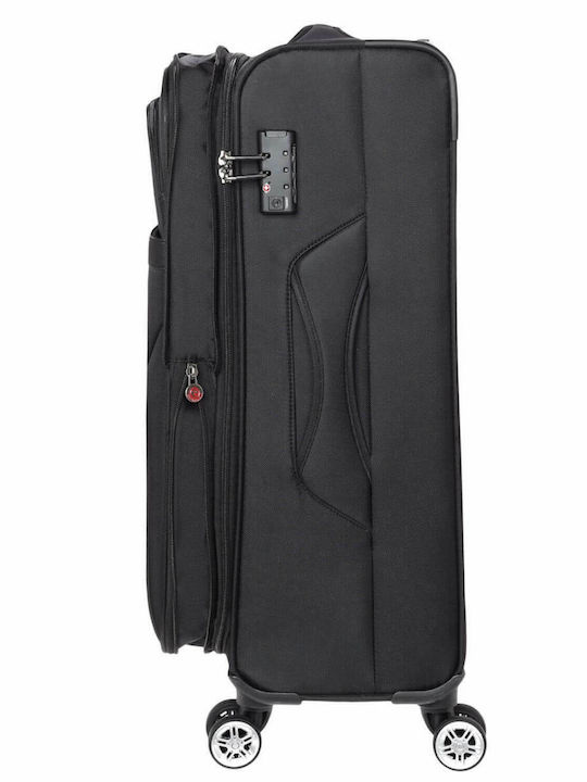 Diplomat Medium The Atlanta Collection Medium Fabric Black Suitcase With 4 Wheels Height 68cm