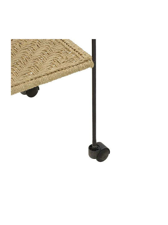Rectangular Side Table made of Bamboo with Wheels Beige M89xP44xH81cm