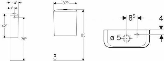Geberit Icon Wall Mounted Plastic High Pressure Rectangular Toilet Flush Tank White