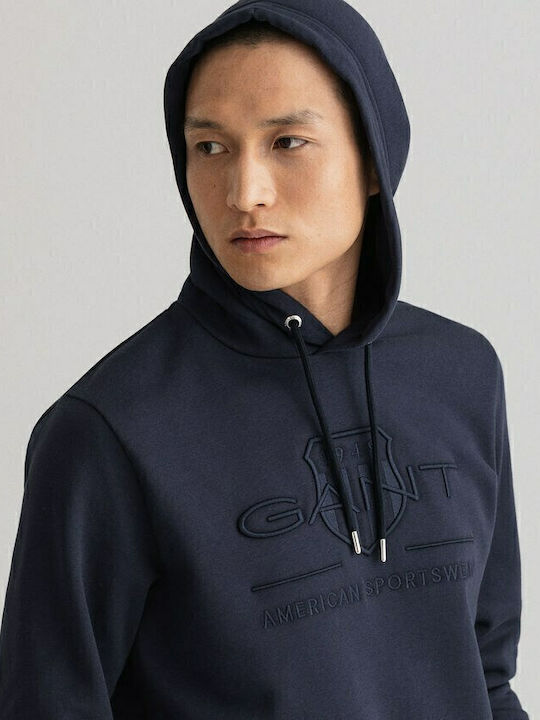 Archive Shield Sweatshirt with Hood Navy Blue