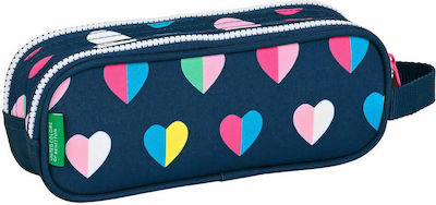 Benetton Fabric Pencil Case with 1 Compartment Blue