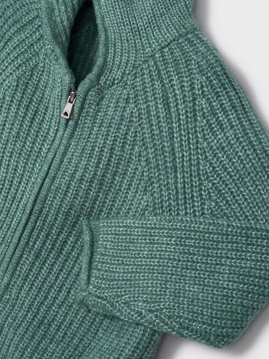 Kinderstrickjacke Gestrickt mit Kapuze Grün