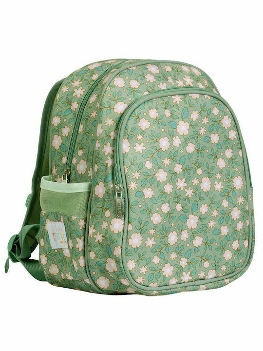 A Little Lovely Company with Insulated Compartment School Bag Backpack Kindergarten Green with Water Bottle Holder 16Liters