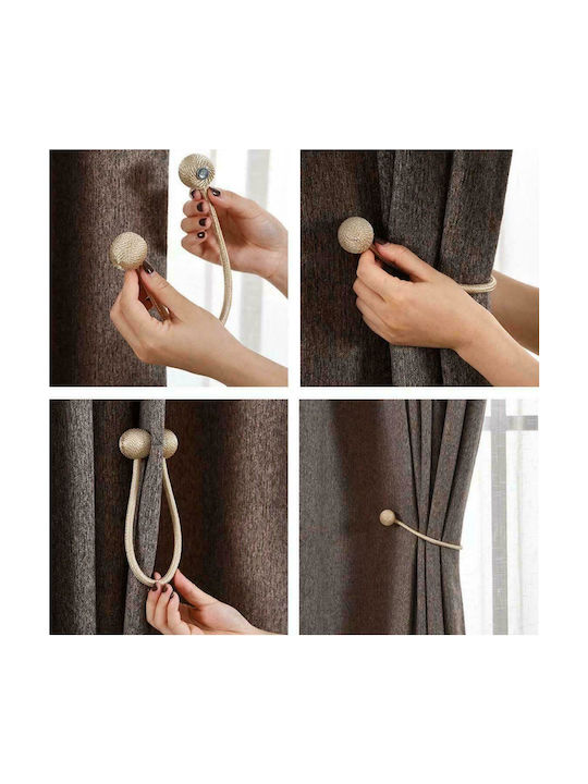 My Home Luxury Tie-Back Magnetic made of Fabric Beige 2pcs 2pcs