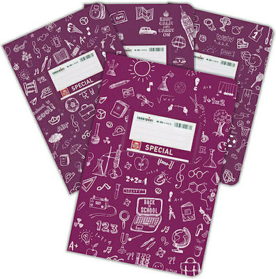 Typotrust Notebook Ruled B5 50 Sheets Special Doodle Purple 1pcs