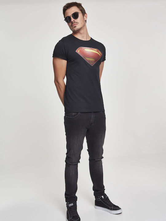 Merchcode Men JL T-shirt Superman Schwarz Baumwolle MC148