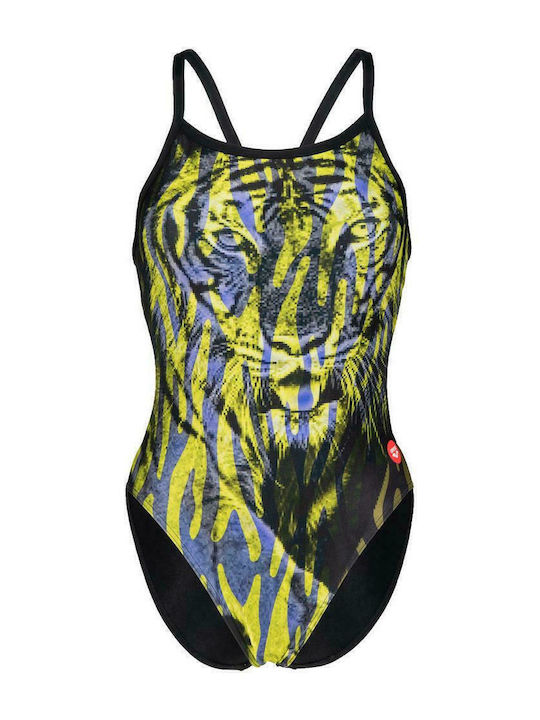 Αθλητικό Ολόσωμο Μαγιό Animal Print Κίτρινο