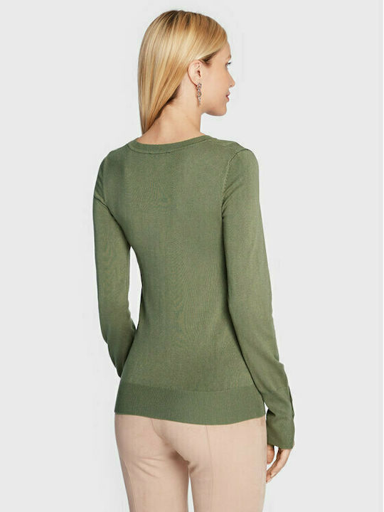 Guess Damen Bluse Langärmelig mit V-Ausschnitt Grün