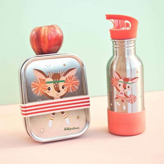 Lilliputiens Wonder Stella Kids Water Bottle Unicorn Silicone with Straw Red 600ml