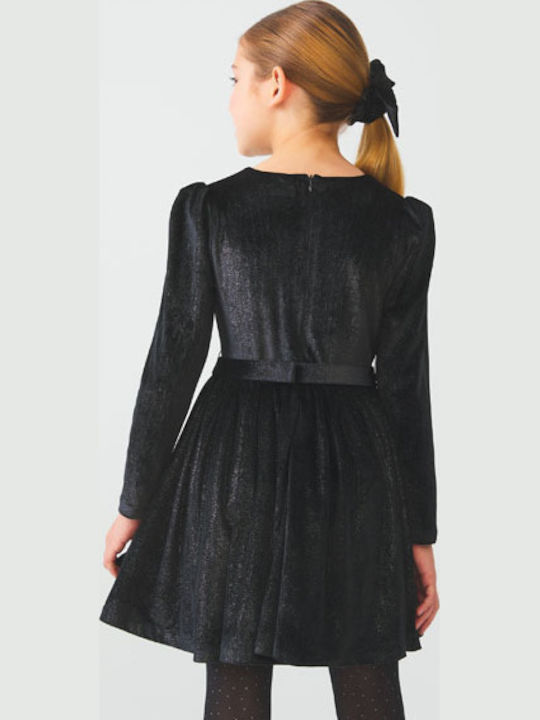 Children's Dress Long Sleeve Velvet Black