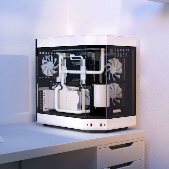 HYTE Y60 Геймърско бюро Midi Tower Компютърна кутия със страничен прозорец Black / White