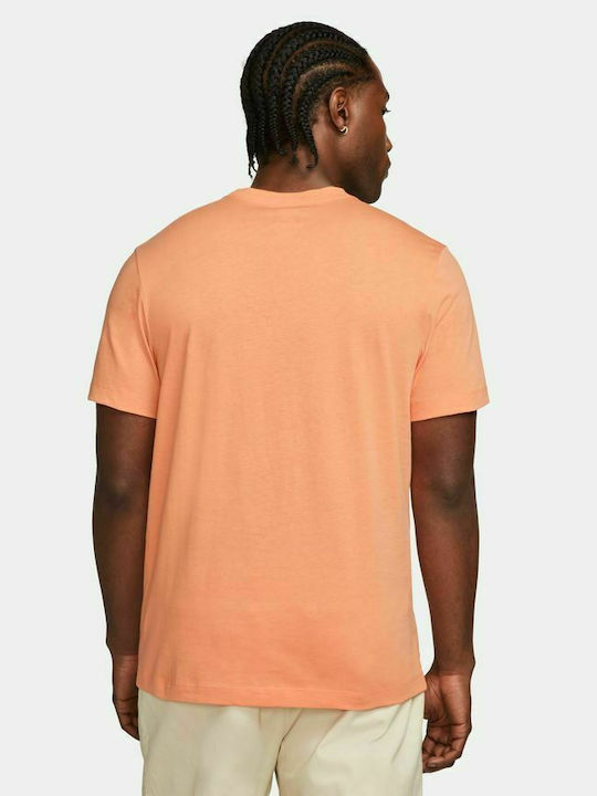 Nike Sportswear Club Men's Athletic T-shirt Short Sleeve Orange