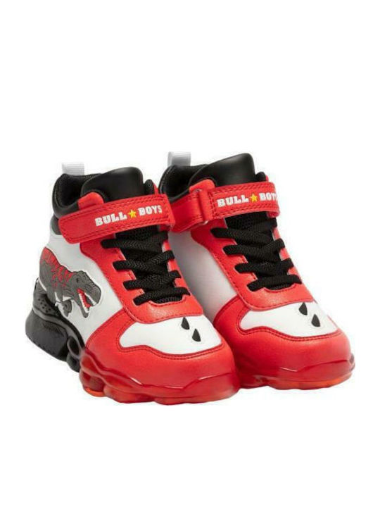 Kids Sneakers High with Scratch & Lights Red