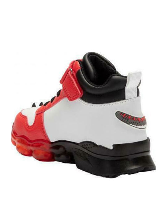 Kids Sneakers High with Scratch & Lights Red