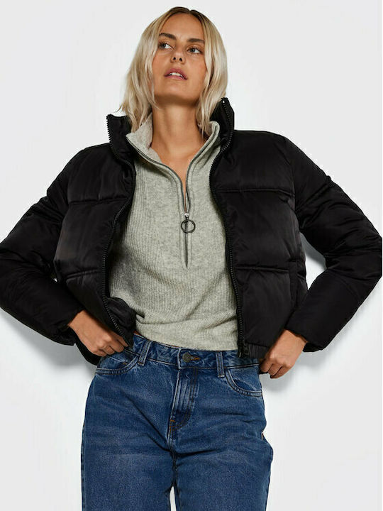 Women's Short Puffer Jacket for Winter Black
